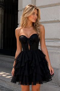 Chic Sweetheart Sleeveless A-Line Chiffon Ruffle Homecoming Dress