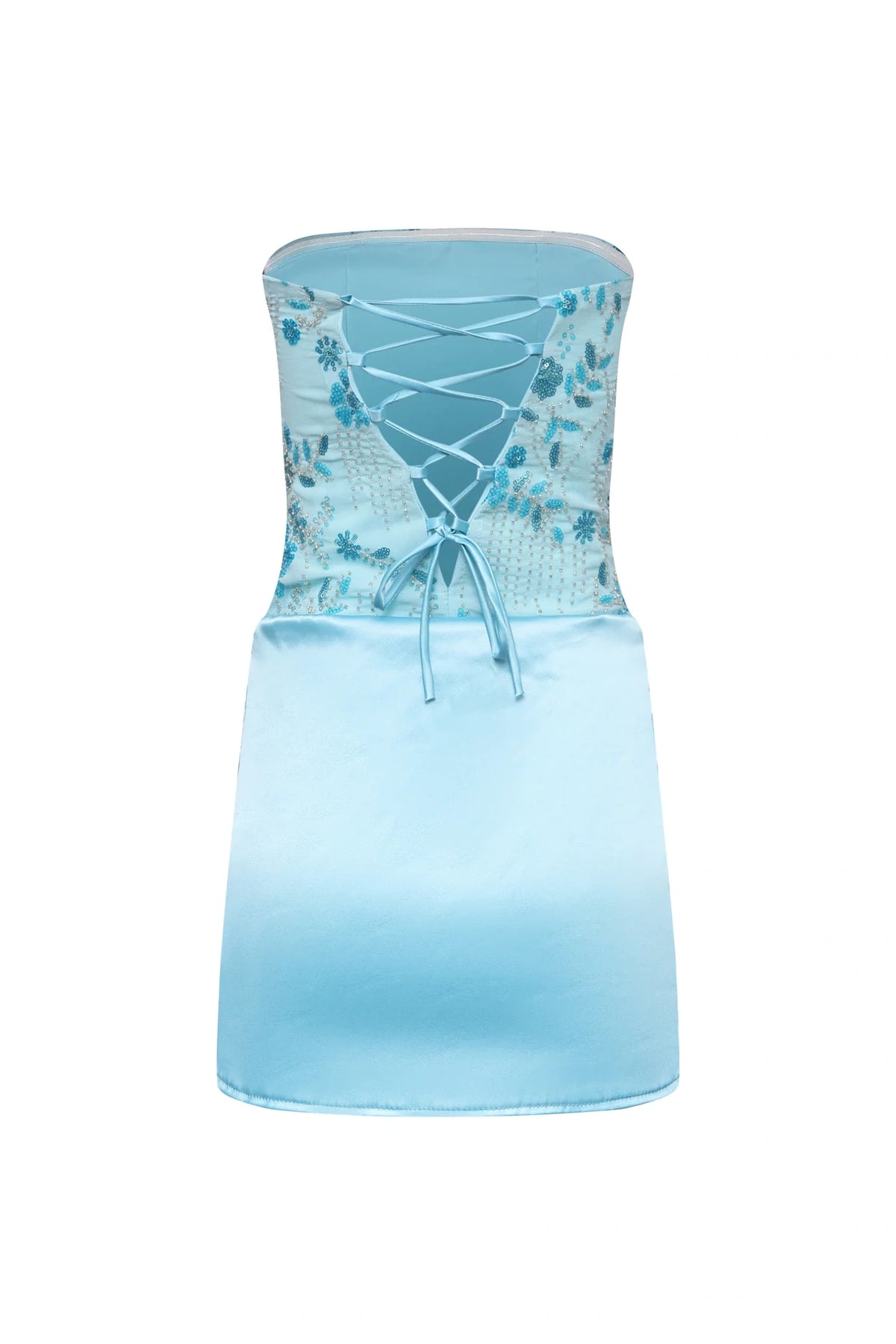 Chic Two Tone Fitted Strapless Lace-Up Mini Party Homecoming Dress 