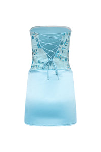 Chic Two Tone Fitted Strapless Lace-Up Mini Party Homecoming Dress 