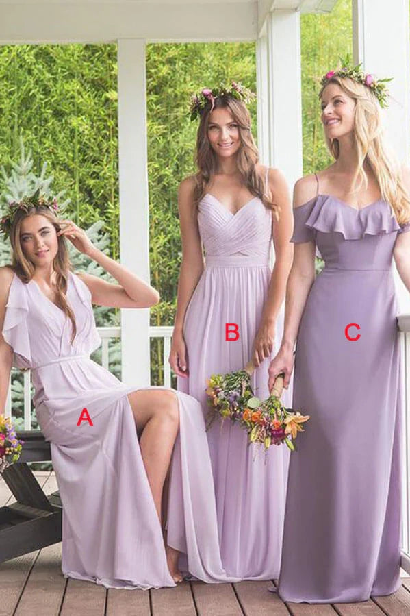 Chiffon A-Line High Waist Sleeveless Different Style Bridesmaid Dress