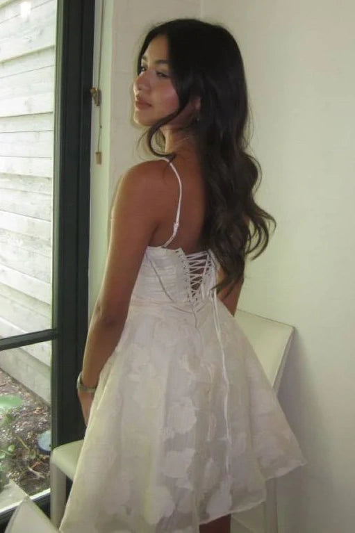Chiffon Floral Appliques A-Line Empire Sleeveless Party Homecoming Dress