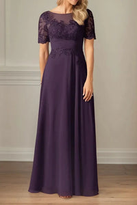Classic A-Line Empire Short Sleeves Maxi Mother Of The Bride Dress 