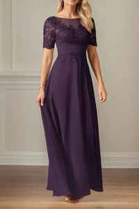 Classic A-Line Empire Short Sleeves Maxi Mother Of The Bride Dress 