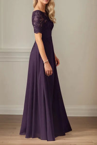 Classic A-Line Empire Short Sleeves Maxi Mother Of The Bride Dress 