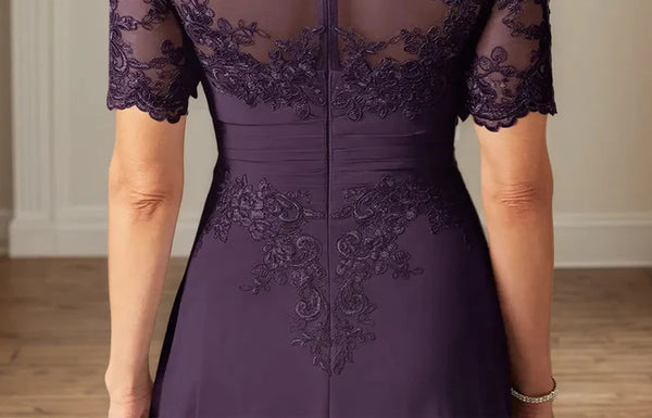 Classic A-Line Empire Short Sleeves Maxi Mother Of The Bride Dress 