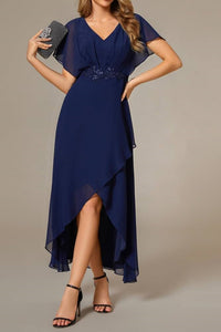 Classic A-Line V-Neck Empire Appliques Mother Of The Bride Dress
