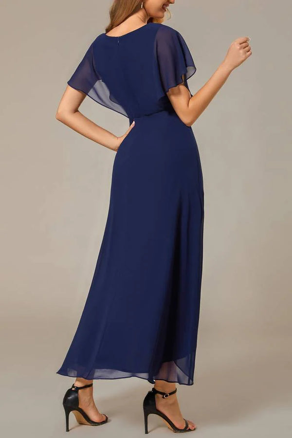 Classic A-Line V-Neck Empire Appliques Mother Of The Bride Dress