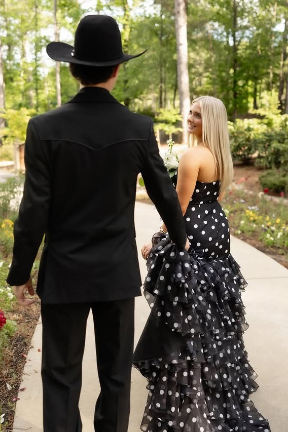 Classic Chiffon A-Line Strapless High Waist Tiered Party Prom Dress
