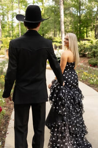 Classic Chiffon A-Line Strapless High Waist Tiered Party Prom Dress