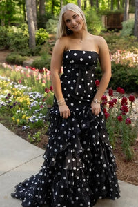 Classic Chiffon A-Line Strapless High Waist Tiered Party Prom Dress