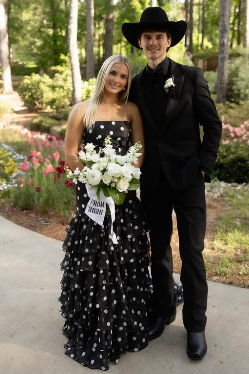 Classic Chiffon A-Line Strapless High Waist Tiered Party Prom Dress