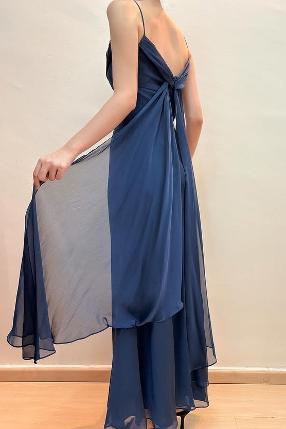 Classic Chiffon Spaghetti Straps Long Party Prom Dress 