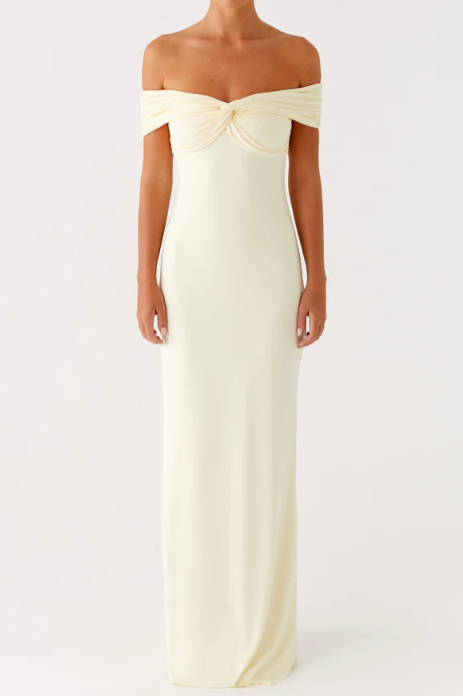 Classic Off-Shoulder Satin Fitted Maxi Party Prom Dress