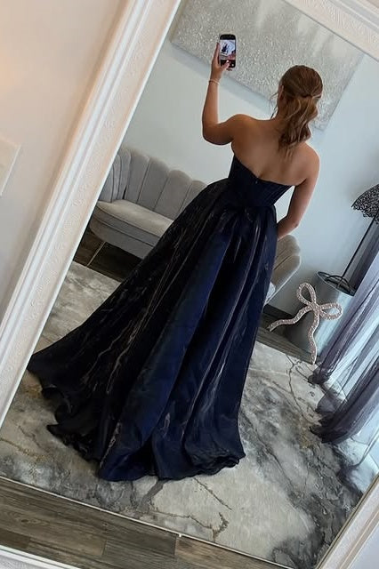 Classic Satin A-Line Beaded Sweetheart Empire Party Prom Dress