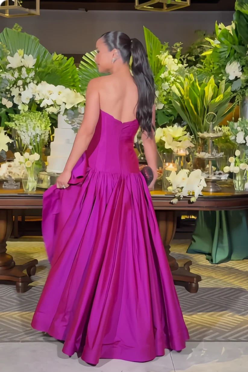 Classic Satin A-Line Empire Strapless Party Prom Dress With Bow