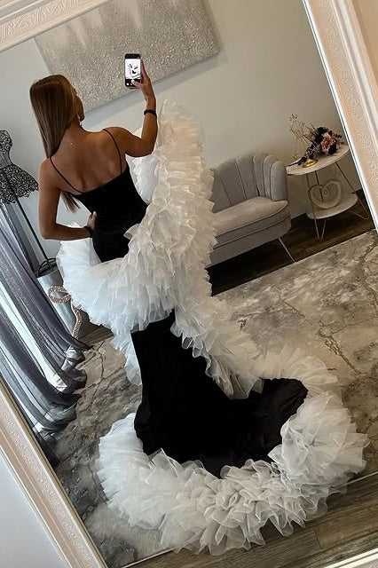 Classic Two Tone Mermaid V-Neck Split Party Prom Dress