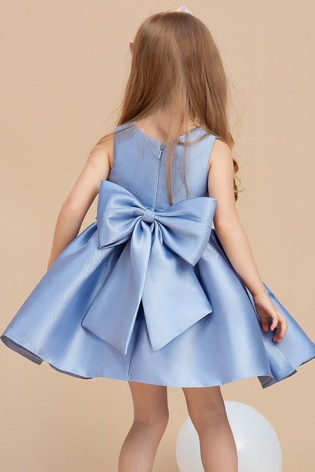 Cute Satin A-Line Round Sleeveless Short Flower Girl Dress