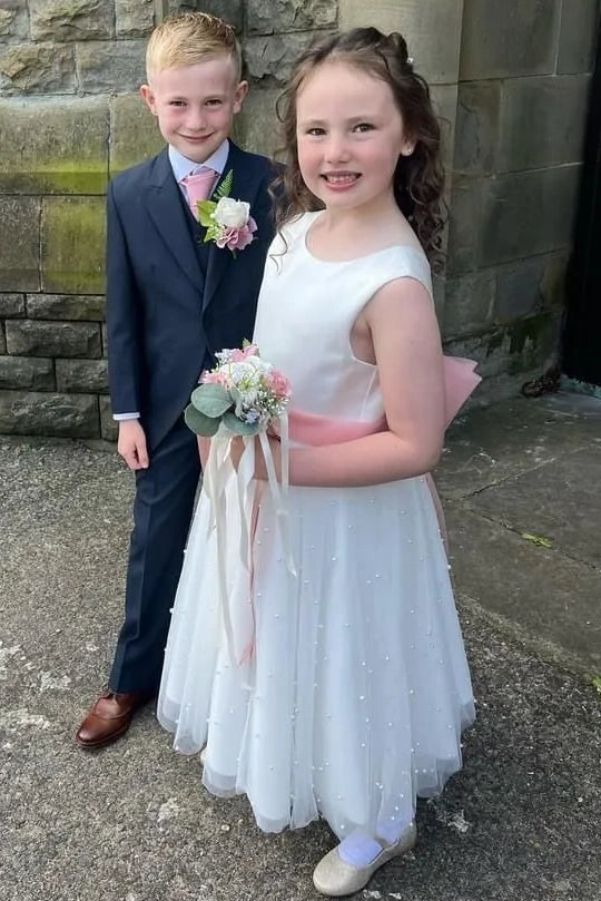 Cute Satin And Tulle A-Line Sleeveless Flower Girl Dress