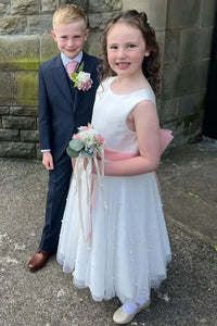 Cute Satin And Tulle A-Line Sleeveless Flower Girl Dress