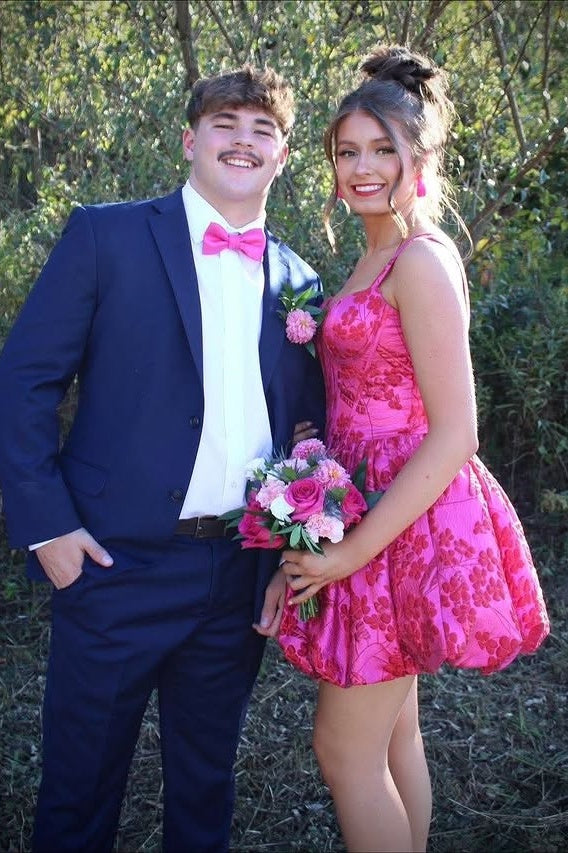 Cute Sweetheart Sleeveless A-Line Empire Floral Satin Homecoming Dress