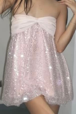 Cute Sweetheart Strapless A-Line Sparkly Sequin Mini Homecoming Dress