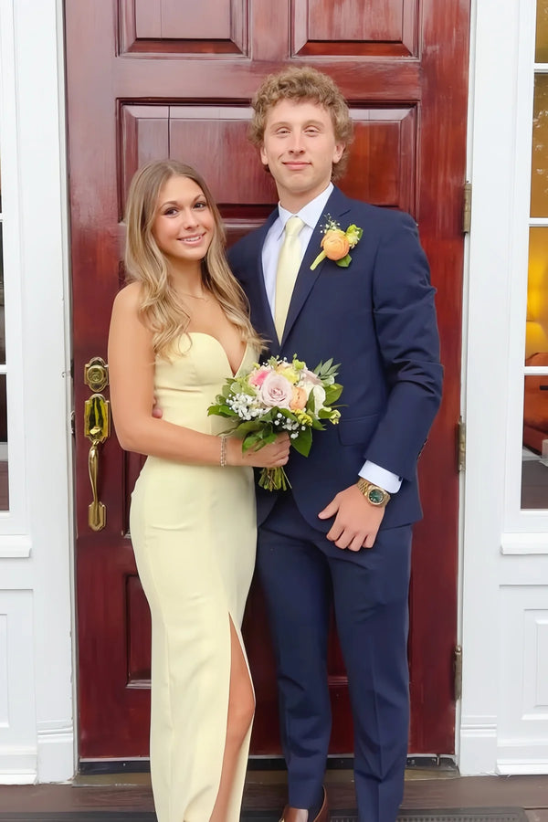 Sweetheart Strapless Fitted Empire Satin Party Prom Dress With Slit