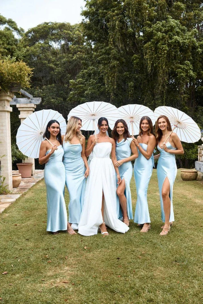 Different Styles Satin Maxi Sleeveless Bridesmaid Dress