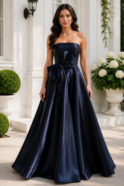 Elegant A-Line Strapless Empire Mother Of The Bride Dress With Bow
