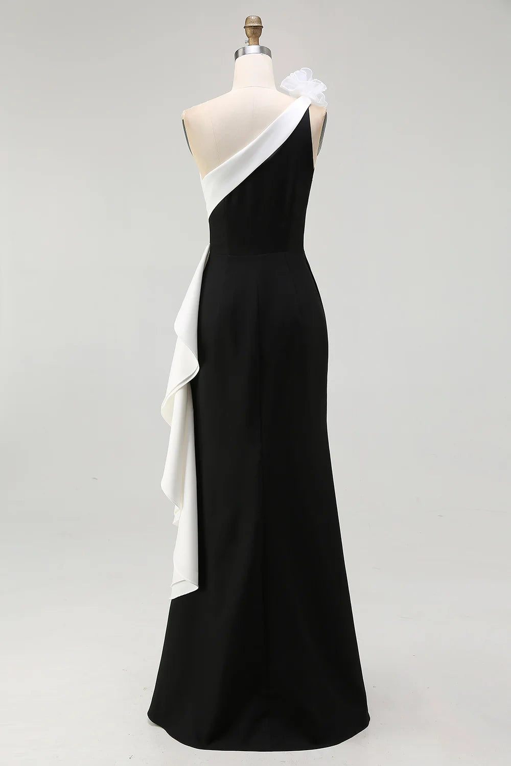 Elegant One Shoulder Sleeveless Empire Satin Party Prom Dress