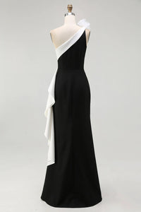 Elegant One Shoulder Sleeveless Empire Satin Party Prom Dress