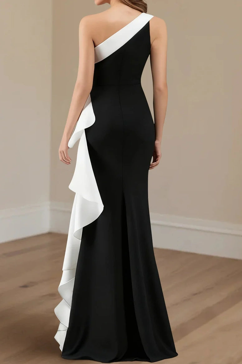 Elegant One Shoulder Sleeveless Empire Satin Party Prom Dress
