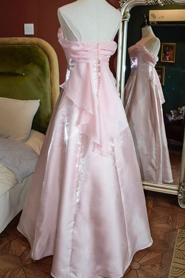 Elegant Satin A-Line Spaghetti Straps Party Prom Dress