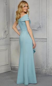 Elegant Satin Off-Shoulder Empire Mother Of Bride Dress