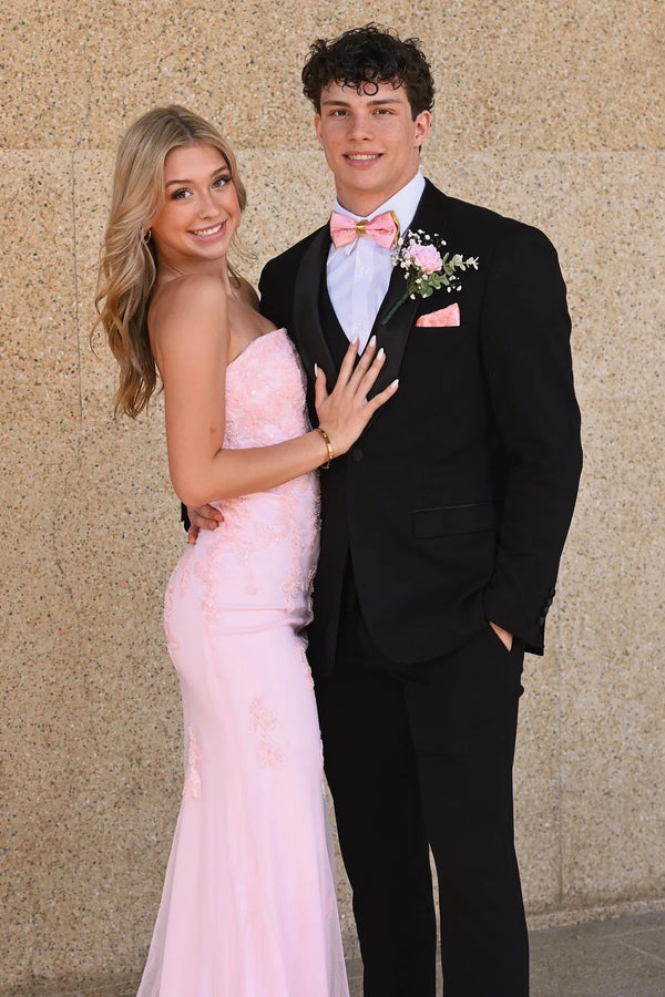 Empire Strapless Lace Appliques Mermaid Party Prom Dress