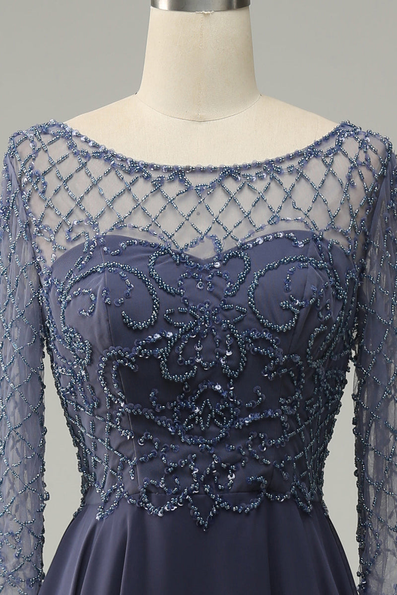 Stormy blue mother of the bride dress cheap