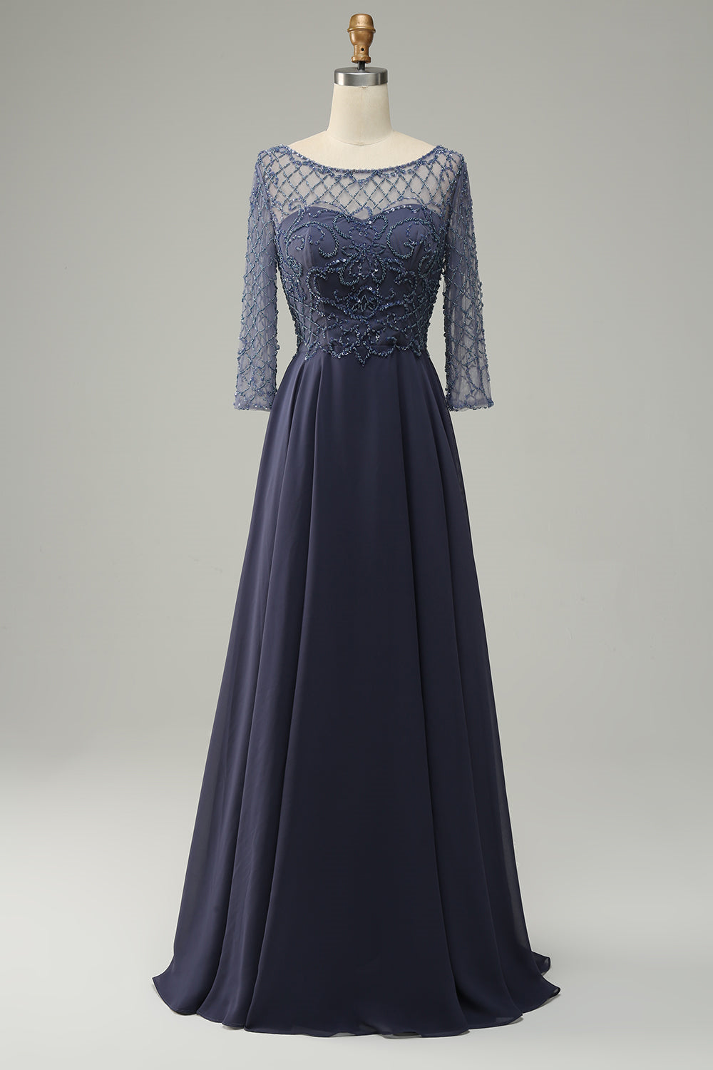 Stormy Illusion Neck Beading Long Mother of the Bride/Groom Dress FancyVestido Stormy Illusion Neck Beading Long Mother of the Bride/Groom Dress FancyVestido