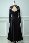 Black Lace Long Sleeves V Neck Keyhole Hi-Low Mother of the Bride Dress