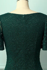 Hunter Green Butterfly Sleeves Sheath Lace Mini Mother of the Bride Dress
