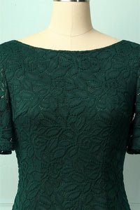 Hunter Green Butterfly Sleeves Sheath Lace Mini Mother of the Bride Dress