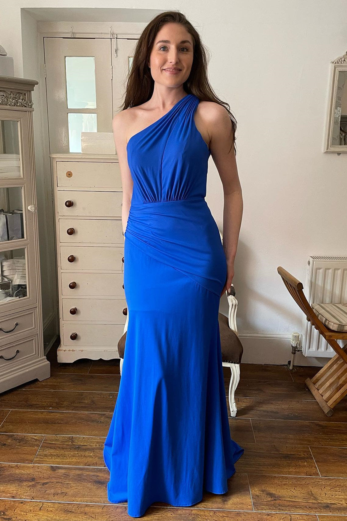 Pleated One Shoulder Royal Blue Mermaid Bridesmaid Dress FancyVestido Pleated One Shoulder Royal Blue Mermaid Bridesmaid Dress FancyVestido