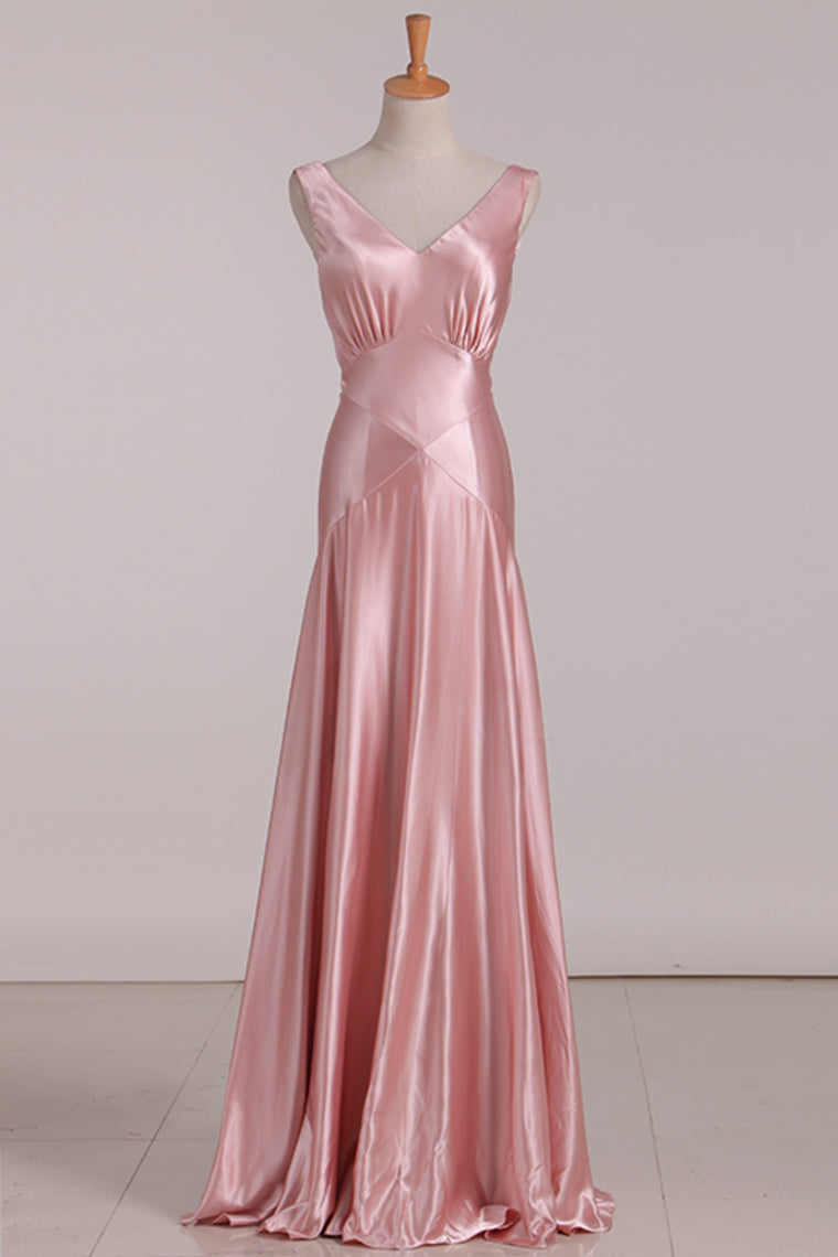V-Neck Pink Tie Back Mermaid Bridesmaid Dress FancyVestido V-Neck Pink Tie Back Mermaid Bridesmaid Dress FancyVestido