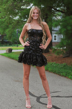 Strapless Red Sequins Tiered Short Homecoming Dress  Dress