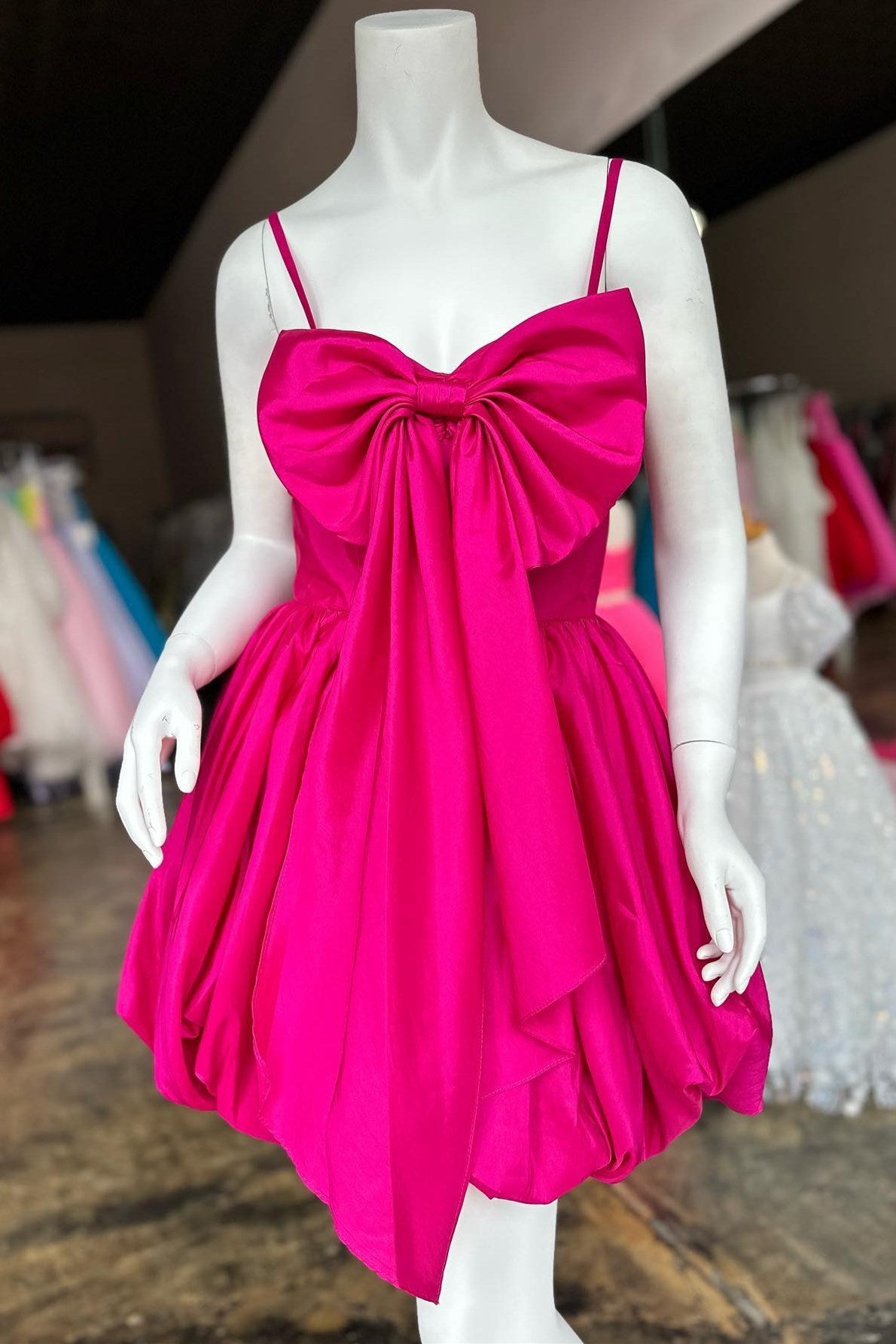 Cute A-Line Fuchsia Bow Bust Short Homecoming Dress FancyVestido Cute A-Line Fuchsia Bow Bust Short Homecoming Dress FancyVestido