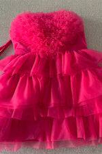 Sweetheart Hot Pink Ruffle Layered Short Homecoming Dress