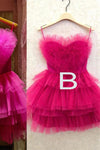 Sweetheart Hot Pink Ruffle Layered Short Homecoming Dress