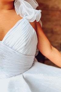 White Surplice Ruffles Straps Tulle Homecoming Dress