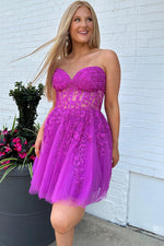 Sweetheart Red Lace Corset A-Line Homecoming Dress