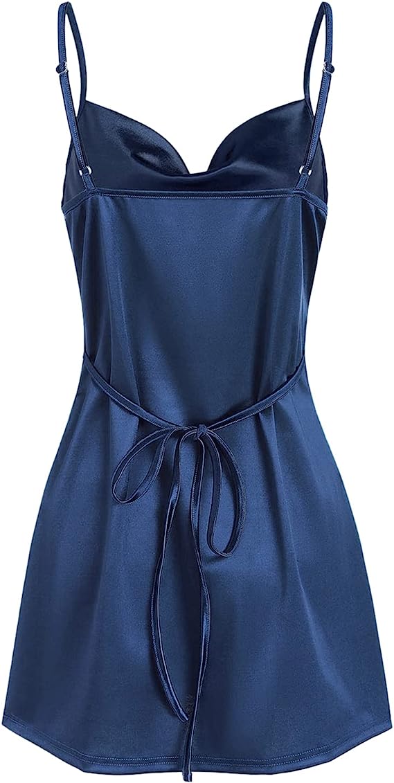 Simple Cowl Neck Champagne Satin Homecoming Dress FancyVestido Simple Cowl Neck Champagne Satin Homecoming Dress FancyVestido