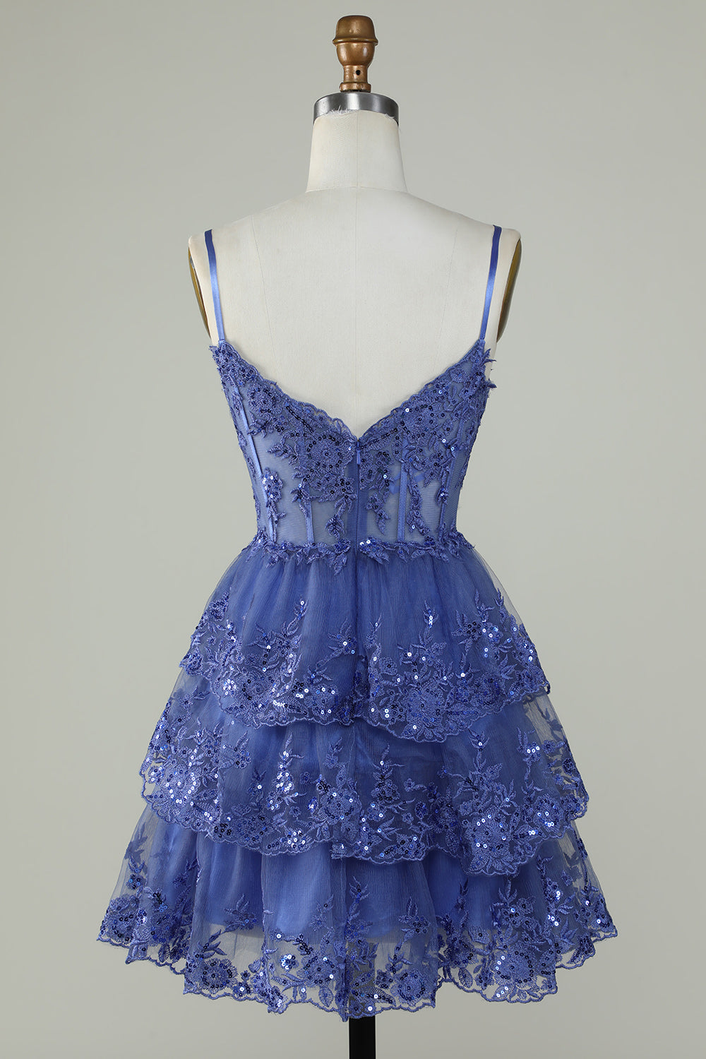 Straps Lavender Sequins Corset Layered Homecoming Dress FancyVestido Straps Lavender Sequins Corset Layered Homecoming Dress FancyVestido