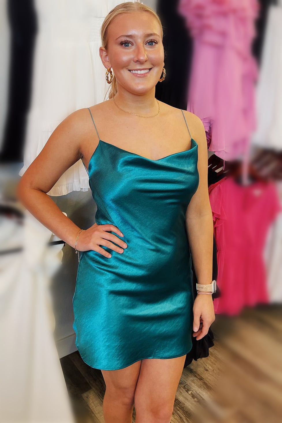 teal silk hoco dress Teal A-line Off the Shoulder Silk like Satin Sweet 16 / Homecoming Dresses